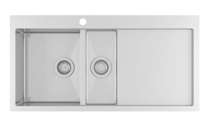 Ausmann Oder Blue 1,5 jekleno korito 100x51cm ravna gradnja in nadgradnja z odcejevalnim delom 1208957128