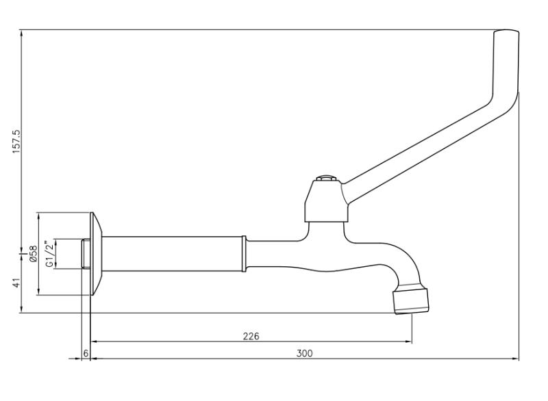 PB Klinika invalidska stena fontanska pipa hladna voda pipa z dolgim ročajem krom dolgi model 1208957199