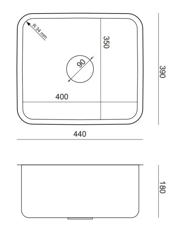 Aquadesign Oxford bakrena PVD nerjavna jeklena pomivalno korito 40x35cm podgradnja 1208957202