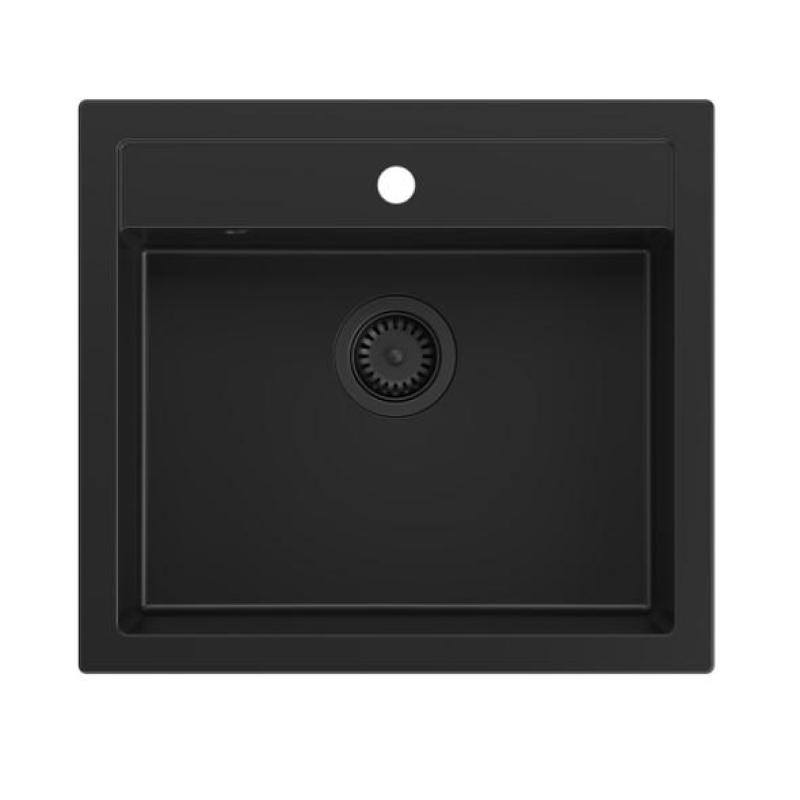 Quadri Kmečka hiša podeželski vgradni ali nadgradni granitni pomivalnik mat črna 595x540mm 1208957208