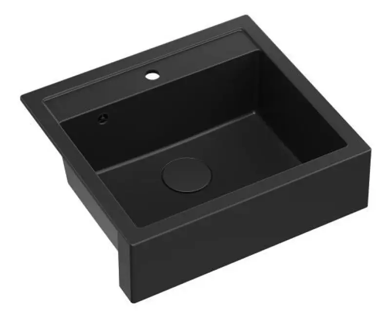 Quadri Kmečka hiša podeželski vgradni ali nadgradni granitni pomivalnik mat črna 595x540mm 1208957208