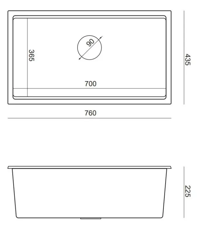 Quadri Newport velika in globoka granitna pomivalno korito za zgornjo in spodnjo vgradnjo antracit pomivalno korito 760x435 mm 1208957219