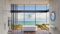 AquaTrimo Acciaio samostojna kopalna pipa s prho iz nerjavečega jekla 1208957285