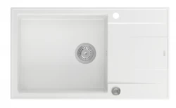 Quadri Luton bel lavello grande in granito bianco con sgocciolatoio reversibile 86x50cm con tappo in acciaio inossidabile 1208957325