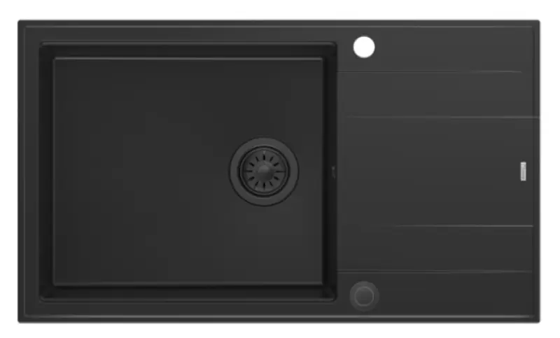 Quadri Luton črno granitno veliko nadgradno korito s odcejalnikom, obojestransko, 86x50 cm, s črnim zamaškom 1208957326