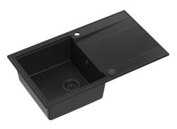 Quadri Luton črno granitno nadgradno pomivalno korito z odcejalno površino, reverzibilno 86x50cm z črnim čepom 1208957327