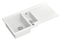 Quadri Luton bela granitna vgradna 1,5 pomivalno korito z odcejalnikom, reverzibilno, 100x50 cm, z inox čepom 1208957330