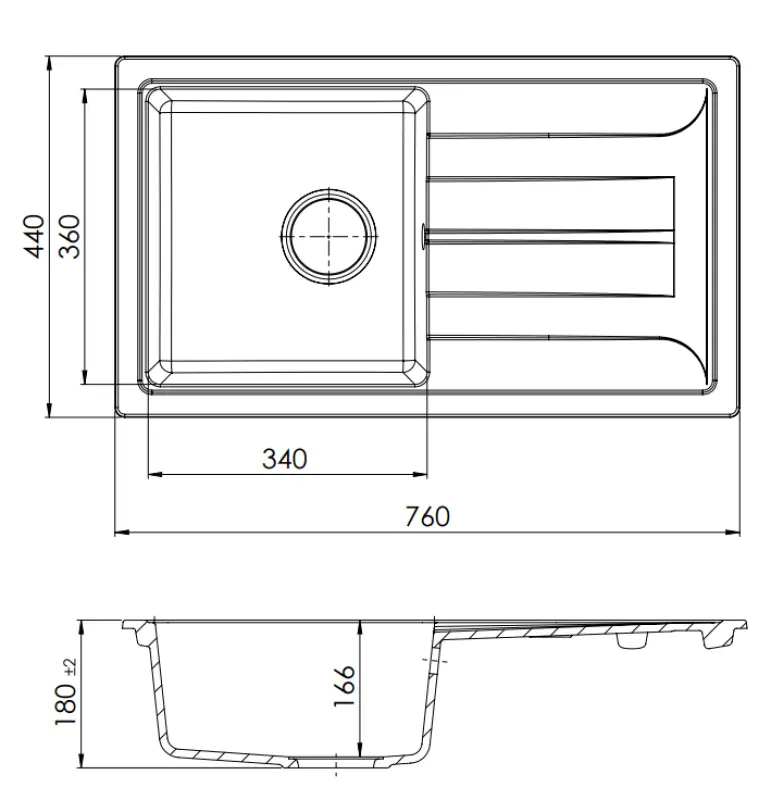 GraniteMy Slim ekstra plitka granitna nadgradna črna pomivalno korito 76x44cm z odcejevalnikom, reverzibilno 1208957353