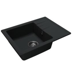 GraniteMy Smart ekstra ondiepe granietna nadgradna črna pomivalno korito 58x44cm z odcejalnikom, obrnljivo 1208957354