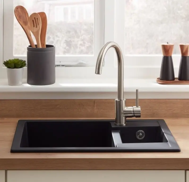 GraniteMy Smart ekstra plitka 1,5 granitna nadgradna črna pomivalna korita 58x44cm 1208957355