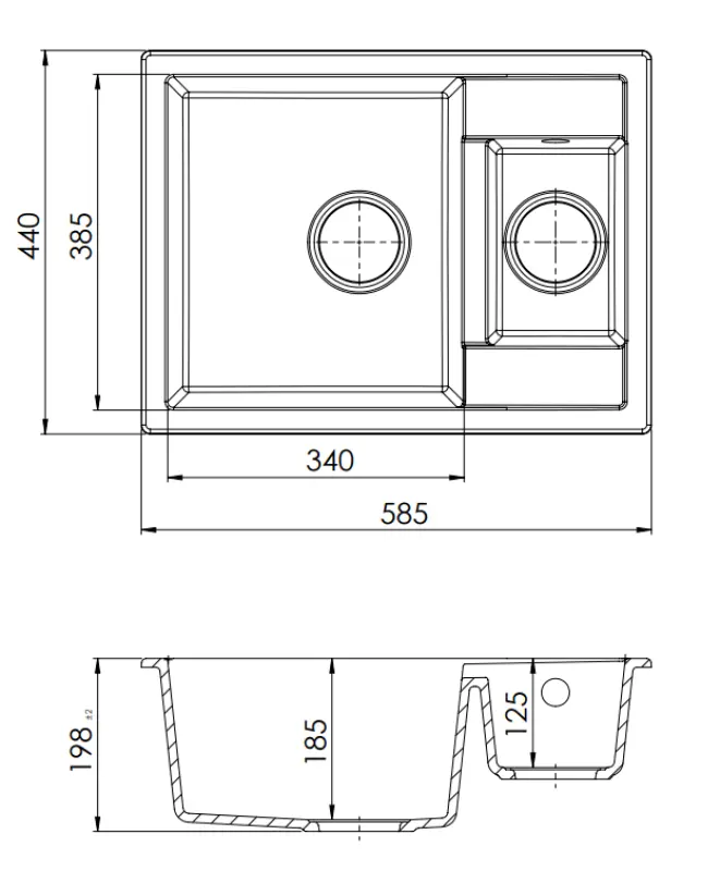 GraniteMy Smart ekstra plitka 1,5 granitna nadgradna črna pomivalna korita 58x44cm 1208957355