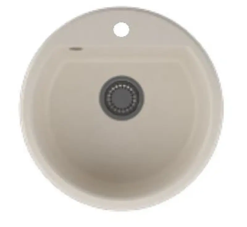 GraniteMy Bremen okroglo granitno pomivalno korito 43 cm belo vgradno in podvgradno s polico za pipo z nerjavečo jekleno zaporko 1208957356