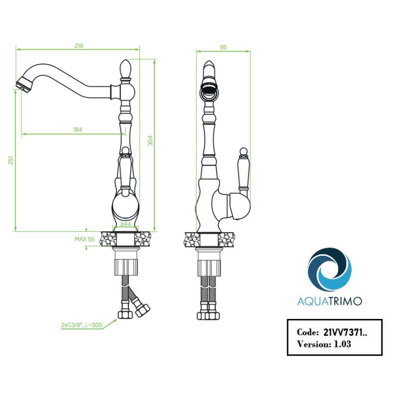 AquaTrimo Vivaldi klasična kuhinjska pipa krom s premičnim izlivom 21VV7371CM