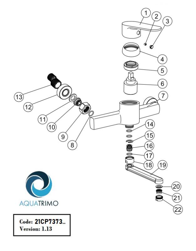 AquaTrimo Chopin stenska pipa enojna ročica kuhinjska mešalna pipa krom 21CP7373CM