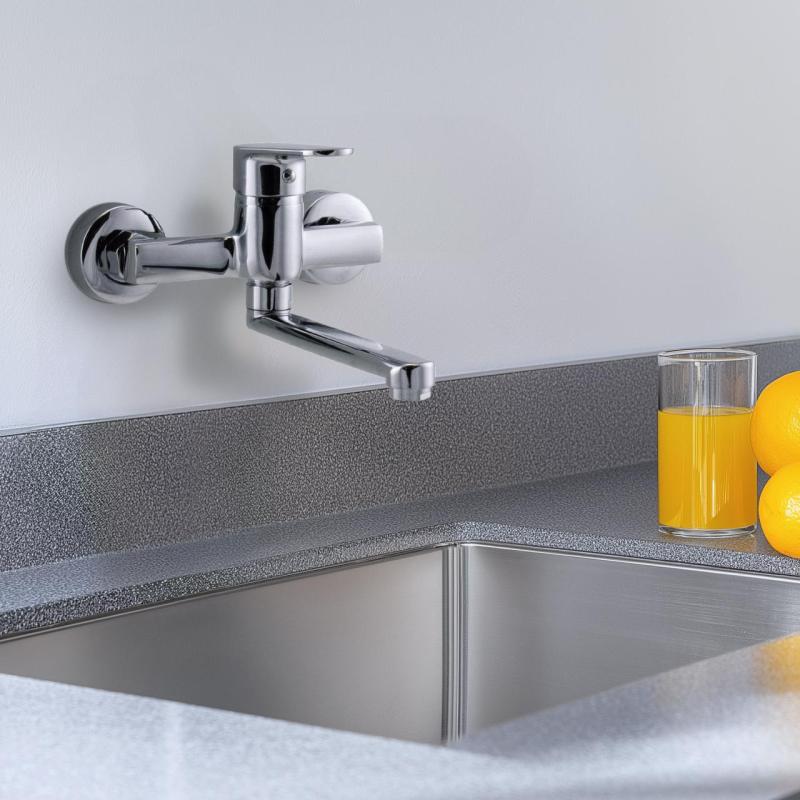 AquaTrimo Chopin stenska pipa enojna ročica kuhinjska mešalna pipa krom 21CP7373CM