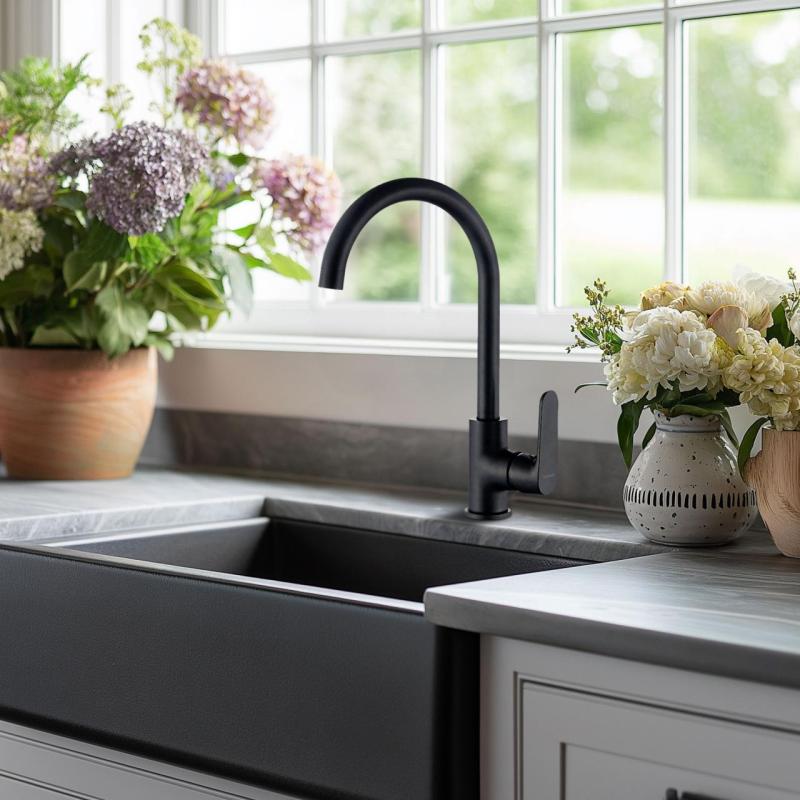 AquaTrimo Chopin enoročna kuhinjska pipa mat črna 21CP7374SW