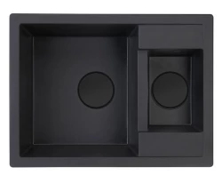 GraniteMy Smart ekstra plitka 1,5 granitna nadgradna črna pomivalna korito, obojestranska, 58x44 cm 1208957386