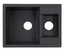 GraniteMy Smart ekstra plitka 1,5 granitna nadgradna črna pomivalna korito, obojestranska, 58x44 cm 1208957386