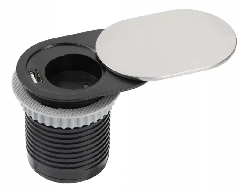 Vgradna kuhinjska vtičnica Indux Slide v delovno ploščo z USB C in vtičnico, barva nerjaveče jeklo 1208957391