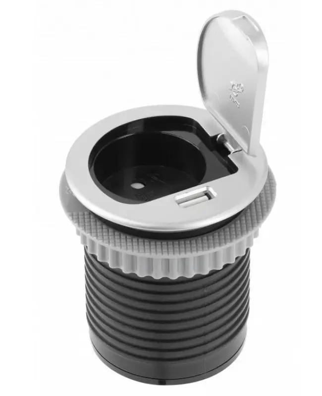 Indux Cover vgrajena ozemljitvena kuhinjska vtičnica v delovni plošči z USB in vtičnico, srebrna barva 1208957393
