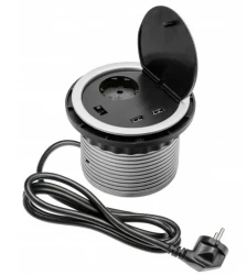 Indux Cover vgradna pena z srebrno kuhinjsko vtičnico v delovni plošči z 2 USB priključkoma 1208957399