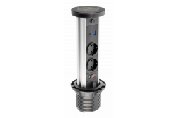 Indux Lift verzinkbare randaarde zwart keuken stopcontact in werkblad met verlichting, 2 x USB in brezžično polnjenje 1208957401