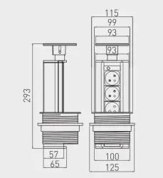 Indux Up & Down verzinkbare randaarde zwarte keuken stopcontact in werkblad met 3 stopcontacten 1208957403

Prevod v slovenščino:
Indux Up & Down izvlečna črna kuhinjska vtičnica z ozemljitvi