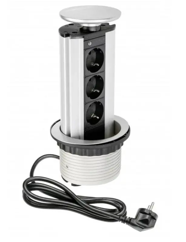 Indux Up & Down potopna talna vtičnica v srebrni barvi za kuhinjo z 3 vtičnicami 1208957408