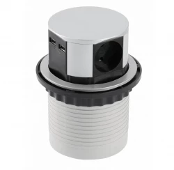 Indux Push verzinkljivo kuhinjsko vtičnico s srebrno ozemljitvijo v delovni plošči s 3 vtičnicami in 2 x USB 1208957411