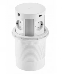 Indux Push verzinkbare randaarde witte keukenstopcontact in werkblad met 4 stopcontacten, 2 x USB, 2 x RJ45 en brezžično polnjenje 1208957419