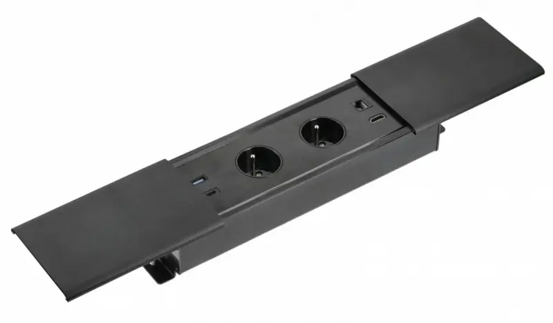 Indux Slide max vgradna kuhinjska vtičnica s pena zemljo v delovni plošči z USB-A, HDMI, RJ45 in USB-C barva mat črna 1208957441