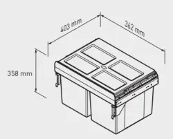 Garbi Carrier C-40-2 vbouwafvalsysteem met eigen geleiders en 2 afvalbakken 2 x 16 Liter 1208957462