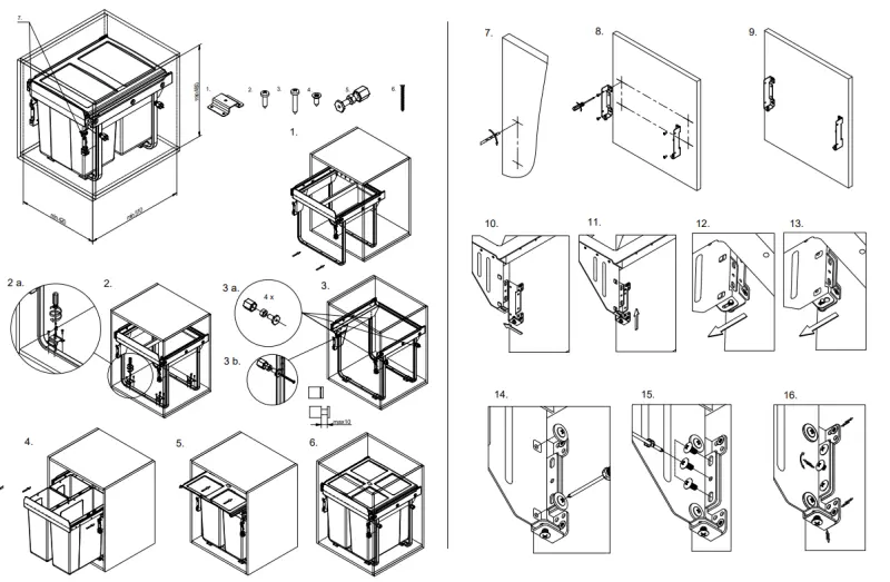 Garbi Carrier C-45-3-H vgrajen odpadni sistem z lastnimi vodili in 3 koši za smeti 1 x 20 + 2 x 10 litrov 1208957465