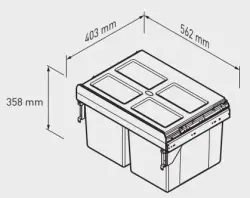 Garbi Carrier C-60-2 vbouw afvalsysteem met eigen geleiders en 2 afvalbakken 2 x 27 Liter 1208957468