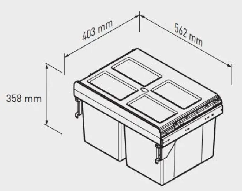 Garbi Carrier C-60-2 vbouw afvalsysteem met eigen geleiders en 2 afvalbakken 2 x 27 Liter 1208957468
