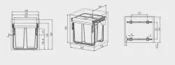 Garbi Carrier C-60-2-H inbouwafvalsysteem met eigen geleiders en 2 afvalbakken 2 x 34 liter 1208957469