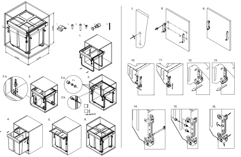 Garbi Carrier C-60-2-H inbouwafvalsysteem met eigen geleiders en 2 afvalbakken 2 x 34 liter 1208957469
