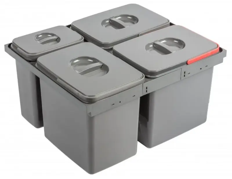 Garbi Basket B-60-4-H sortersysteem voor afval voor lade van 60 cm, inclusief houder en 4 afvalbakken 1208957472