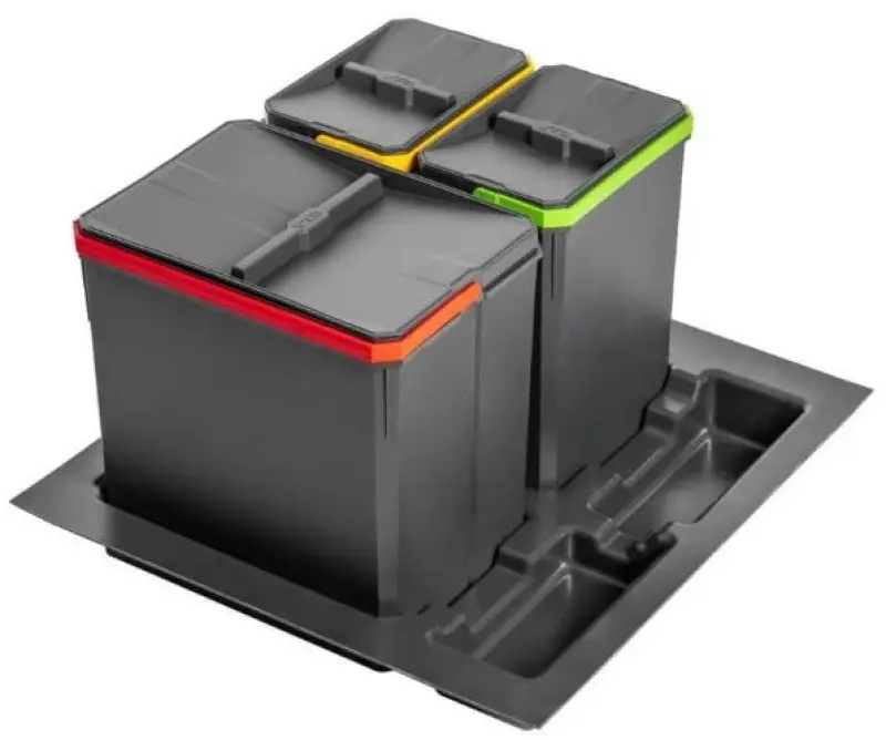 Garbi Basket B-60-3 sorteersysteem voor afval voor lade van 60 cm  inclusief houder en 3 afvalbakken 1208957473