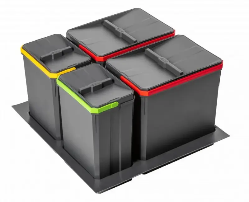 Garbi Basket B-60-4 sorteersysteem voor afval voor lade 60 cm inclusief houder en 4 afvalbakken 1208957475