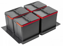 Garbi Basket B-80-4-G sorteersysteem voor afval voor lade van 80 cm, inclusief houder en 4 x 15 liter afvalbakken 1208957478