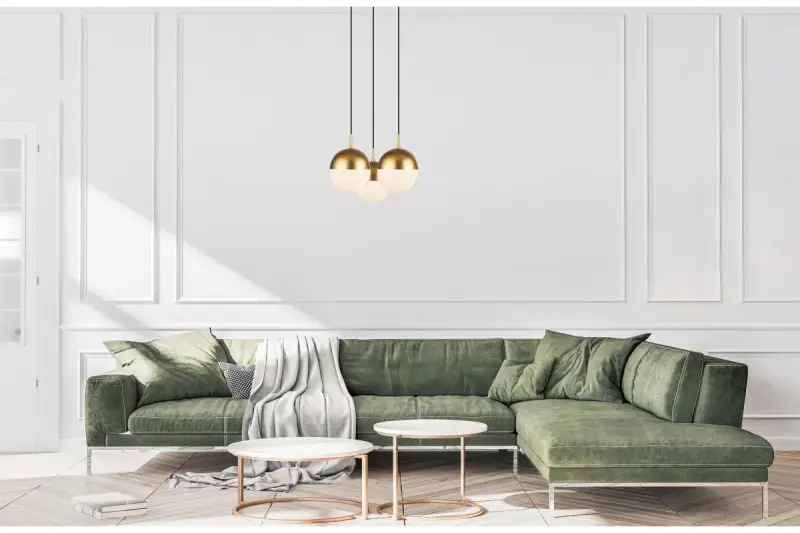 Decor Abies medeninasto zlata moderna viseča svetilka z okroglim kovinskim senčnikom 7597