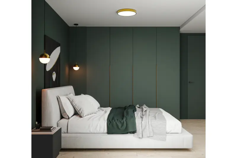 Decor Abies medeninasta zlata viseča svetilka z okroglim kovinskim baldahinom 3558