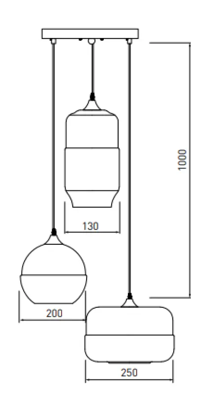 Decor Lender sodobna viseča svetilka iz kovine in stekla s 3 svetlobnimi viri 9270