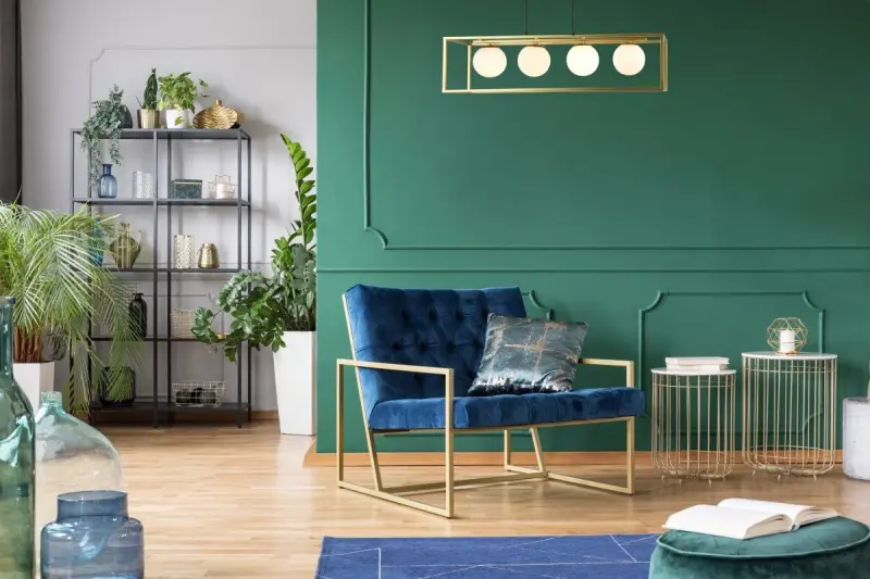 Decor Avelin viseča svetilka z zlato pravokotno ogrodje, širina 80 cm 2287