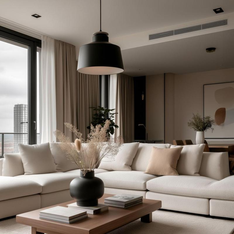 Decor Margus mat črna kovinska viseča svetilka z leseno dodatkom 2911