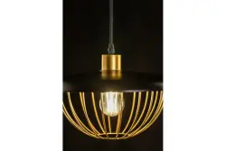 Decor Tulip moderne viseča svetilka s črnim kovinskim robom in zlatim žičnim kletkam 3444