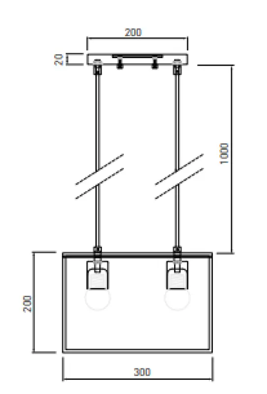 Decor Diu črna geometrijska viseča svetilka z 2 svetlobnima viroma širine 30 cm 3628
