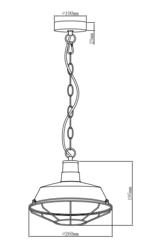 Decor Lars črna viseča svetilka z industrijsko črno mrežo, premer 26 cm 2233
