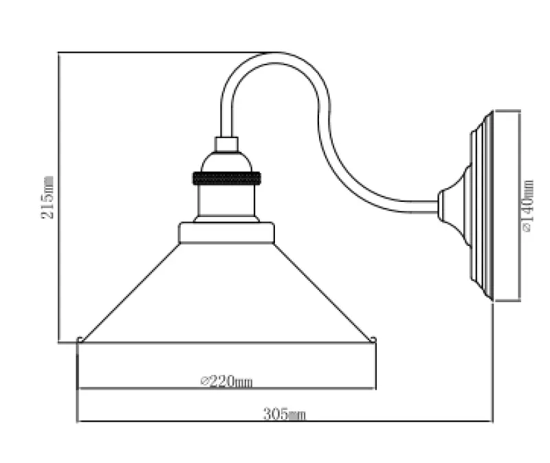 Decor Mani črna zlata kovinska stenska svetilka premer 22 cm 4052